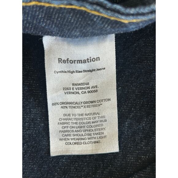 Reformation Cynthia High Rise Straight Raw Hem Jeans Size 27 - Picture 6 of 8